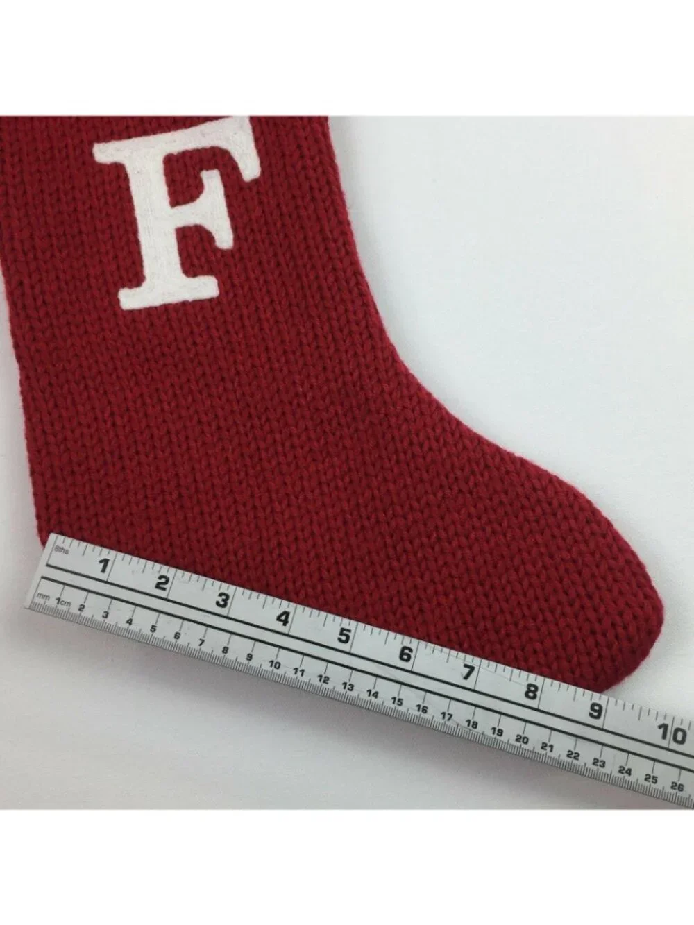 Red Knit Initial F Christmas Stocking w Cuff Wondershop